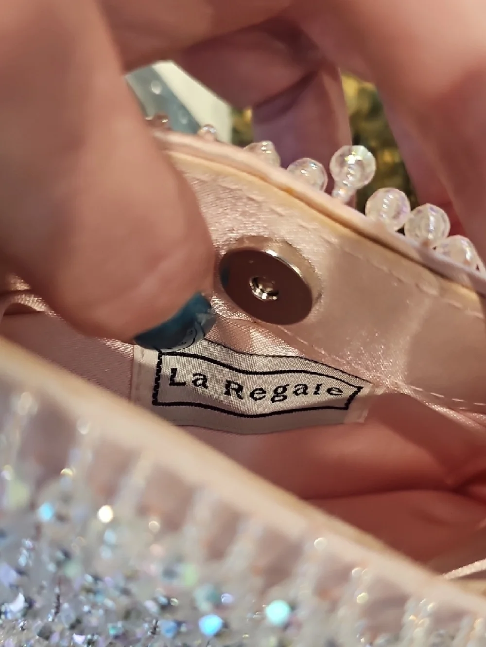La Regale Pale Pink Beaded Mini Evening Bag - Picture 3 of 4